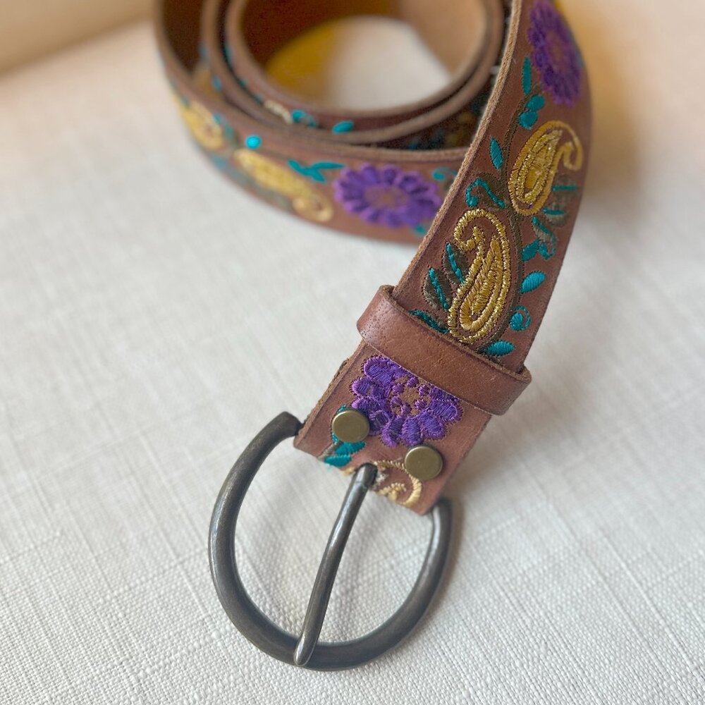 Lucky Brand Embossed Leather Belt Size Large